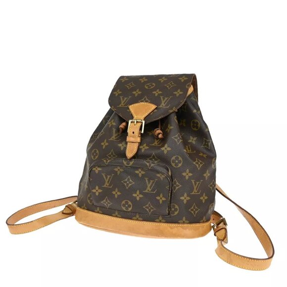 LOUIS VUITTON Montsouris MM Backpack Bag Monogram Leather Brown M51136 13SH732 - Picture 1 of 13